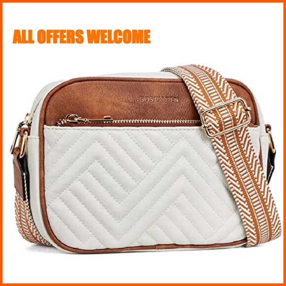 Small Quilted Vegan Leather Crossbody Bag with Wide Strap - Picture 2 of 8